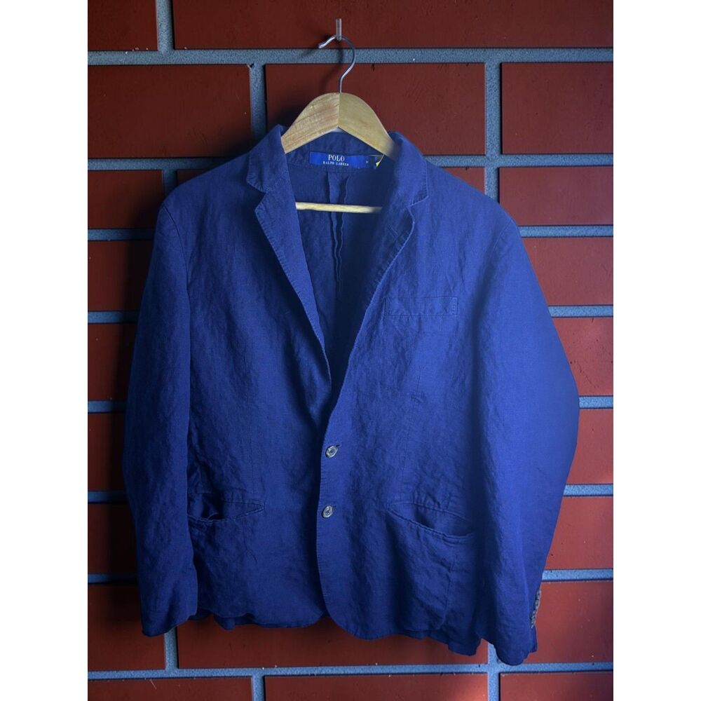 Polo Ralph Lauren Linen Blazer Men's Medium Blue Unstructured Sport Coat